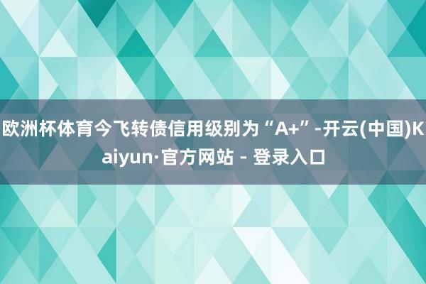 欧洲杯体育今飞转债信用级别为“A+”-开云(中国)Kaiyun·官方网站 - 登录入口