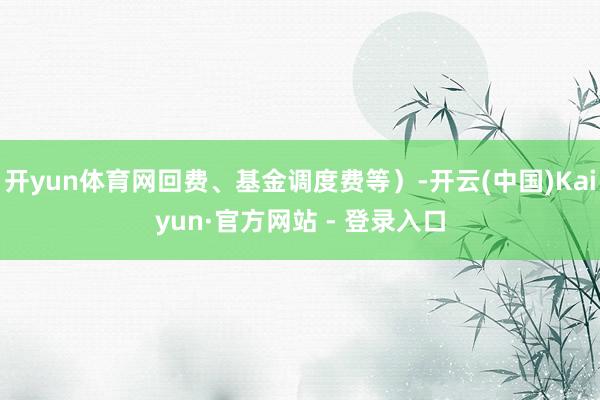 开yun体育网回费、基金调度费等）-开云(中国)Kaiyun·官方网站 - 登录入口